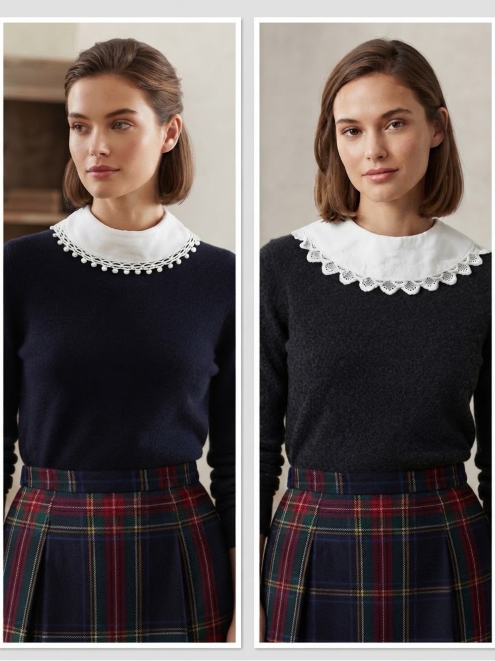 Detachable Cotton White Lace Trim Collar - Women Victorian Style Vintage